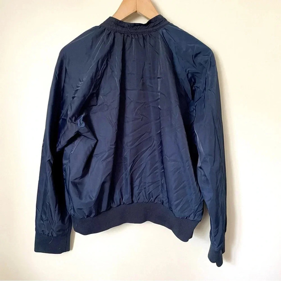 Free People Midnight  Satin Bomber Jacket Navy Blue Medium - Picture 6 of 12